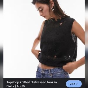 NWT Topshop knitted distressed tank in black
